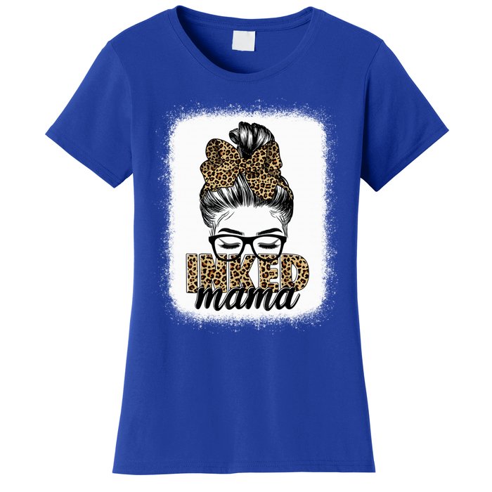 Inked Mama Messy Bun Mom Life Leopard Tattooed Mom Gift Women's T-Shirt