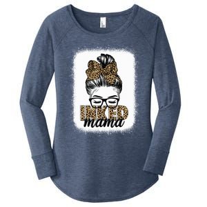 Inked Mama Messy Bun Mom Life Leopard Tattooed Mom Gift Women's Perfect Tri Tunic Long Sleeve Shirt