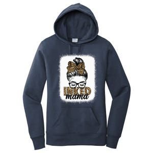 Inked Mama Messy Bun Mom Life Leopard Tattooed Mom Gift Women's Pullover Hoodie