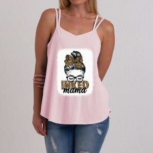 Inked Mama Messy Bun Mom Life Leopard Tattooed Mom Gift Women's Strappy Tank