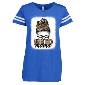 Inked Mama Messy Bun Mom Life Leopard Tattooed Mom Gift Enza Ladies Jersey Football T-Shirt