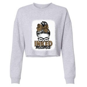 Inked Mama Messy Bun Mom Life Leopard Tattooed Mom Gift Cropped Pullover Crew