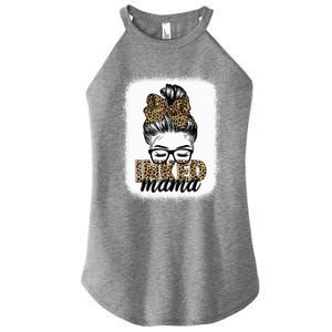 Inked Mama Messy Bun Mom Life Leopard Tattooed Mom Gift Women's Perfect Tri Rocker Tank