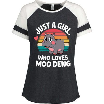 In My Moo Deng Era  Moo Deng Lover Just A Girl Who Loves Moo Deng Enza Ladies Jersey Colorblock Tee