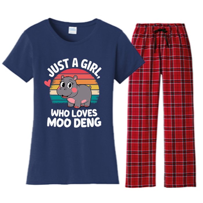 In My Moo Deng Era  Moo Deng Lover Just A Girl Who Loves Moo Deng Women's Flannel Pajama Set