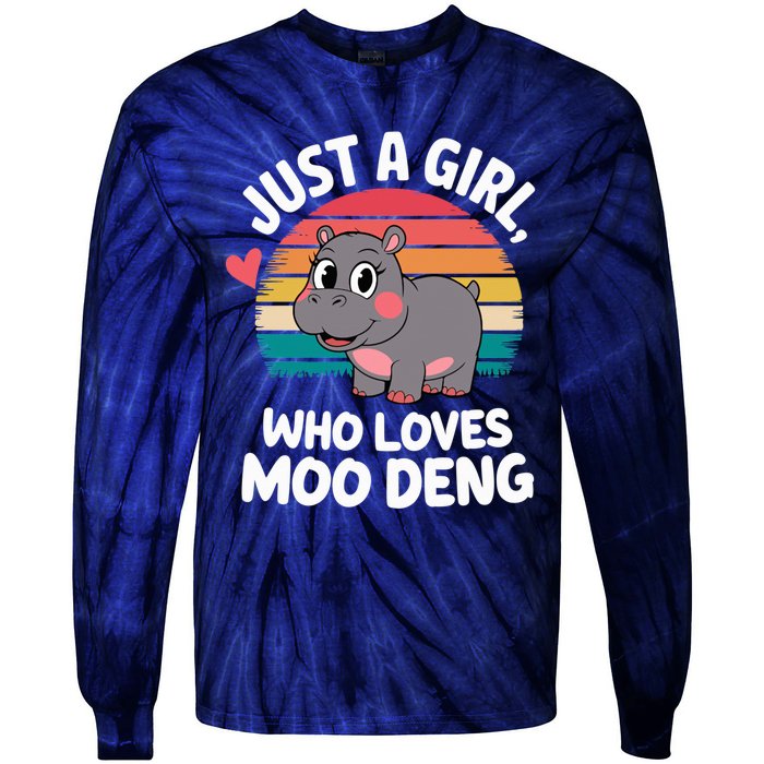 In My Moo Deng Era  Moo Deng Lover Just A Girl Who Loves Moo Deng Tie-Dye Long Sleeve Shirt