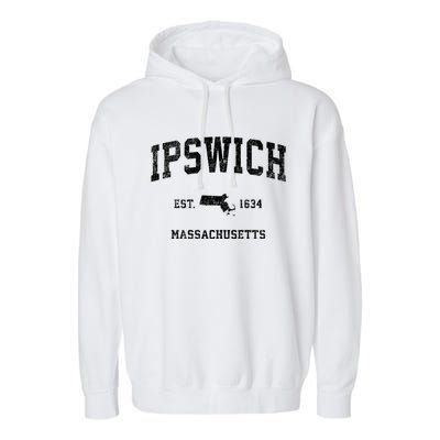 Ipswich Massachusetts Ma Vintage Sports Garment-Dyed Fleece Hoodie