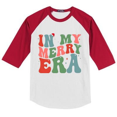 In My Merry Era Retro Christmas Kids Colorblock Raglan Jersey