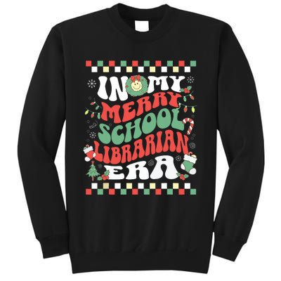 In My Merry School Librarian Era Retro Groovy Christmas Sweatshirt