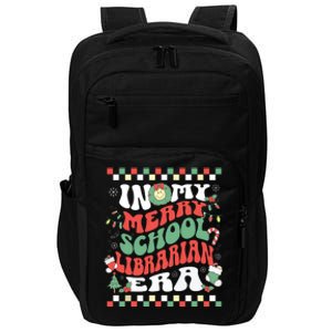 In My Merry School Librarian Era Retro Groovy Christmas Impact Tech Backpack