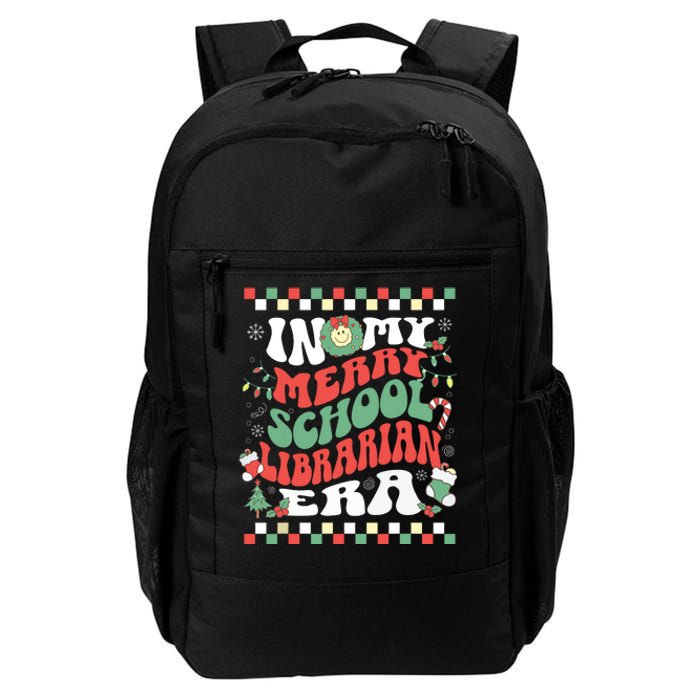 In My Merry School Librarian Era Retro Groovy Christmas Daily Commute Backpack