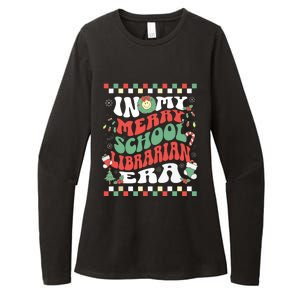 In My Merry School Librarian Era Retro Groovy Christmas Womens CVC Long Sleeve Shirt