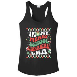 In My Merry School Librarian Era Retro Groovy Christmas Ladies PosiCharge Competitor Racerback Tank