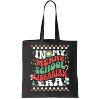 In My Merry School Librarian Era Retro Groovy Christmas Tote Bag