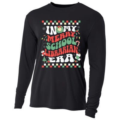 In My Merry School Librarian Era Retro Groovy Christmas Cooling Performance Long Sleeve Crew