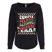 In My Merry School Librarian Era Retro Groovy Christmas Womens California Wash Sweatshirt