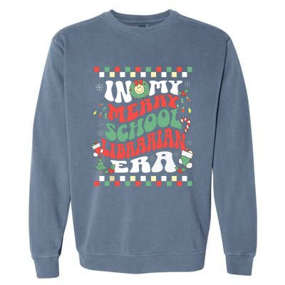 In My Merry School Librarian Era Retro Groovy Christmas Garment-Dyed Sweatshirt