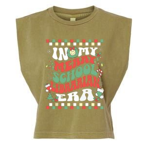 In My Merry School Librarian Era Retro Groovy Christmas Garment-Dyed Women's Muscle Tee