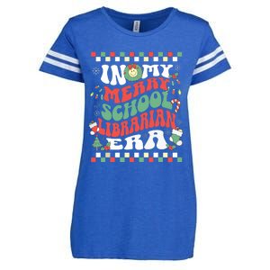 In My Merry School Librarian Era Retro Groovy Christmas Enza Ladies Jersey Football T-Shirt