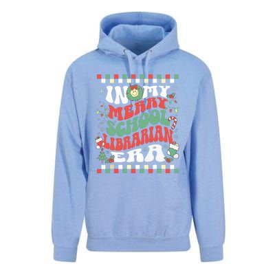 In My Merry School Librarian Era Retro Groovy Christmas Unisex Surf Hoodie