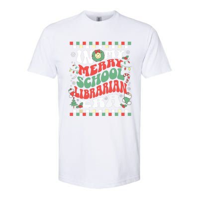 In My Merry School Librarian Era Retro Groovy Christmas Softstyle CVC T-Shirt