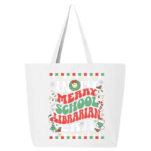 In My Merry School Librarian Era Retro Groovy Christmas 25L Jumbo Tote