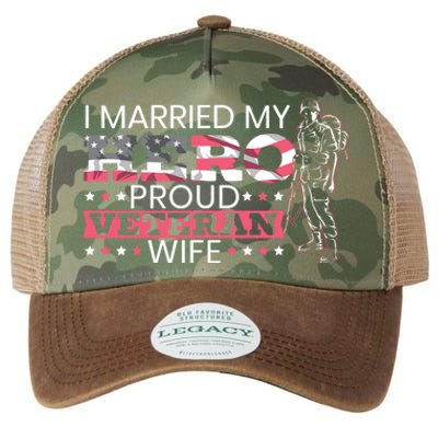 I Married My Hero Proud Veteran Wife Mom 4th Of July Gift Legacy Tie Dye Trucker Hat