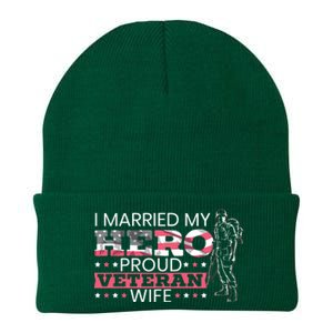 I Married My Hero Proud Veteran Wife Mom 4th Of July Gift Knit Cap Winter Beanie