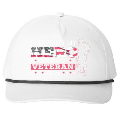 I Married My Hero Proud Veteran Wife Mom 4th Of July Gift Snapback Five-Panel Rope Hat