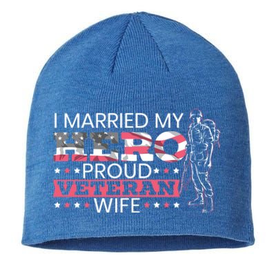 I Married My Hero Proud Veteran Wife Mom 4th Of July Gift Sustainable Beanie