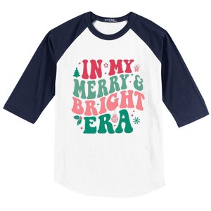 In My Merry and Bright Era Cute Groovy Retro Xmas Christmas  Baseball Sleeve Shirt