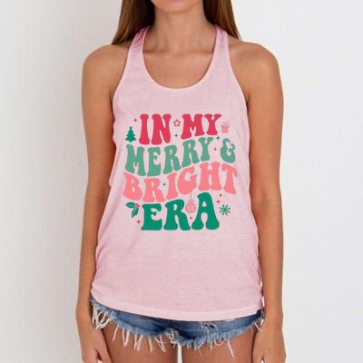 In My Merry and Bright Era Cute Groovy Retro Xmas Christmas  Women's Knotted Racerback Tank