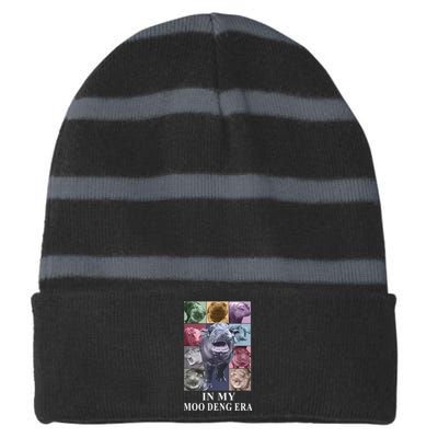 In My Moo Deng Hippo Pygmy Hippopotamus Striped Beanie with Solid Band