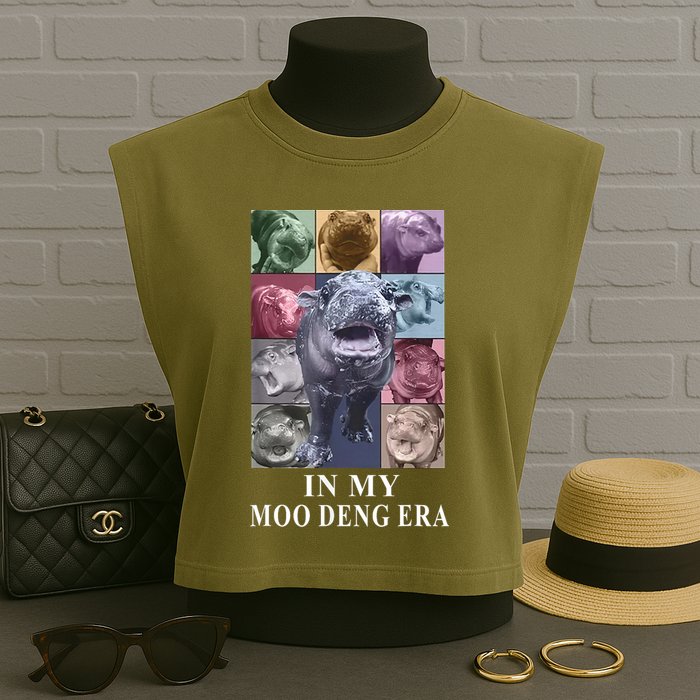 In My Moo Deng Hippo Pygmy Hippopotamus Garment-Dyed Women's Muscle Tee