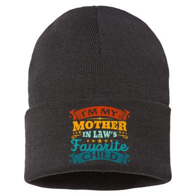 I'm My Mother In Laws Favorite Child Funny Parent Sustainable Knit Beanie