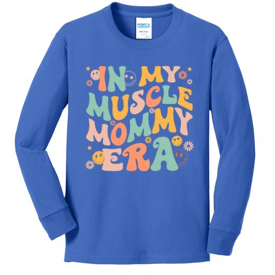 In My Muscle Mommy Era Groovy Kids Long Sleeve Shirt