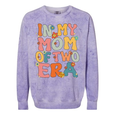 In My Mom Of Two Era Groovy Funny Mom Of Two Mother Day Colorblast Crewneck Sweatshirt