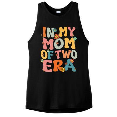 In My Mom Of Two Era Groovy Funny Mom Of Two Mother Day Ladies PosiCharge Tri-Blend Wicking Tank