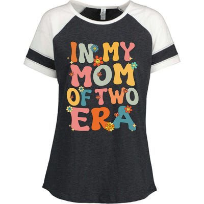 In My Mom Of Two Era Groovy Funny Mom Of Two Mother Day Enza Ladies Jersey Colorblock Tee