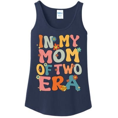 In My Mom Of Two Era Groovy Funny Mom Of Two Mother Day Ladies Essential Tank