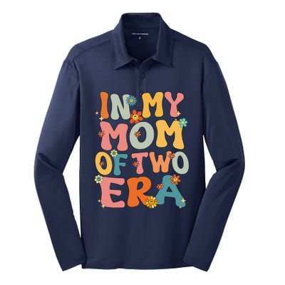 In My Mom Of Two Era Groovy Funny Mom Of Two Mother Day Silk Touch Performance Long Sleeve Polo