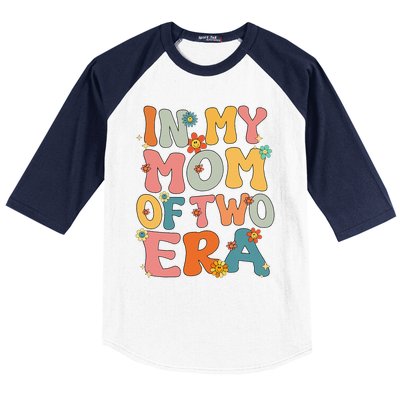 In My Mom Of Two Era Groovy Funny Mom Of Two Mother Day Baseball Sleeve Shirt