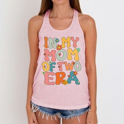 In My Mom Of Two Era Groovy Funny Mom Of Two Mother Day Women's Knotted Racerback Tank