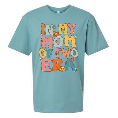 In My Mom Of Two Era Groovy Funny Mom Of Two Mother Day Sueded Cloud Jersey T-Shirt