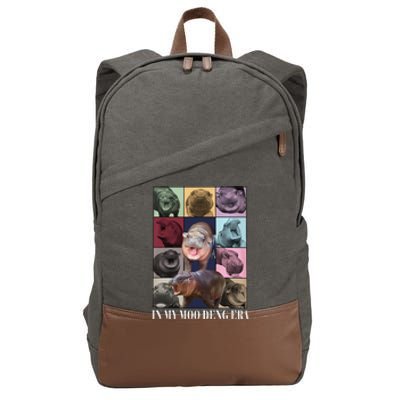 In My Moo Deng Era  Moo Deng Lover Gift Cotton Canvas Backpack