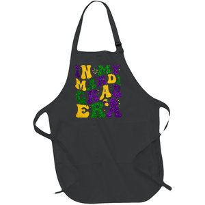 In My Mardi Gras Era Retro Groovy Fleur De Lis Fat Tuesday Full-Length Apron With Pockets