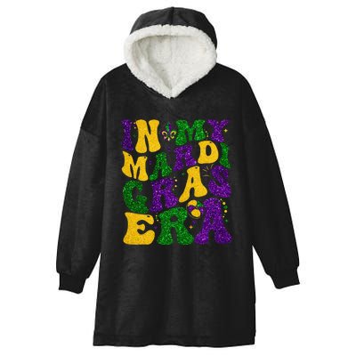 In My Mardi Gras Era Retro Groovy Fleur De Lis Fat Tuesday Hooded Wearable Blanket