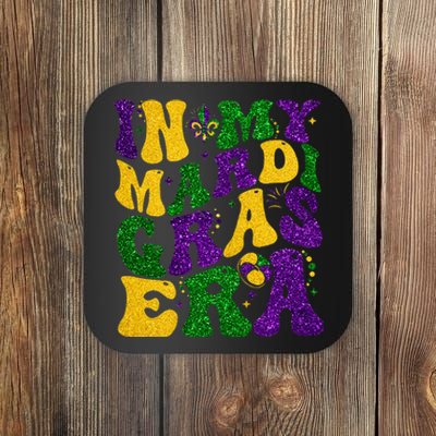 In My Mardi Gras Era Retro Groovy Fleur De Lis Fat Tuesday Coaster