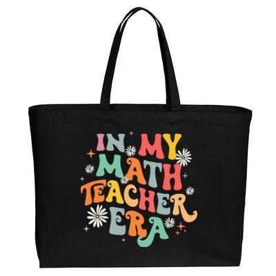 In My Math Teacher Era Retro Back To School Groovy Teacher Cotton Canvas Jumbo Tote