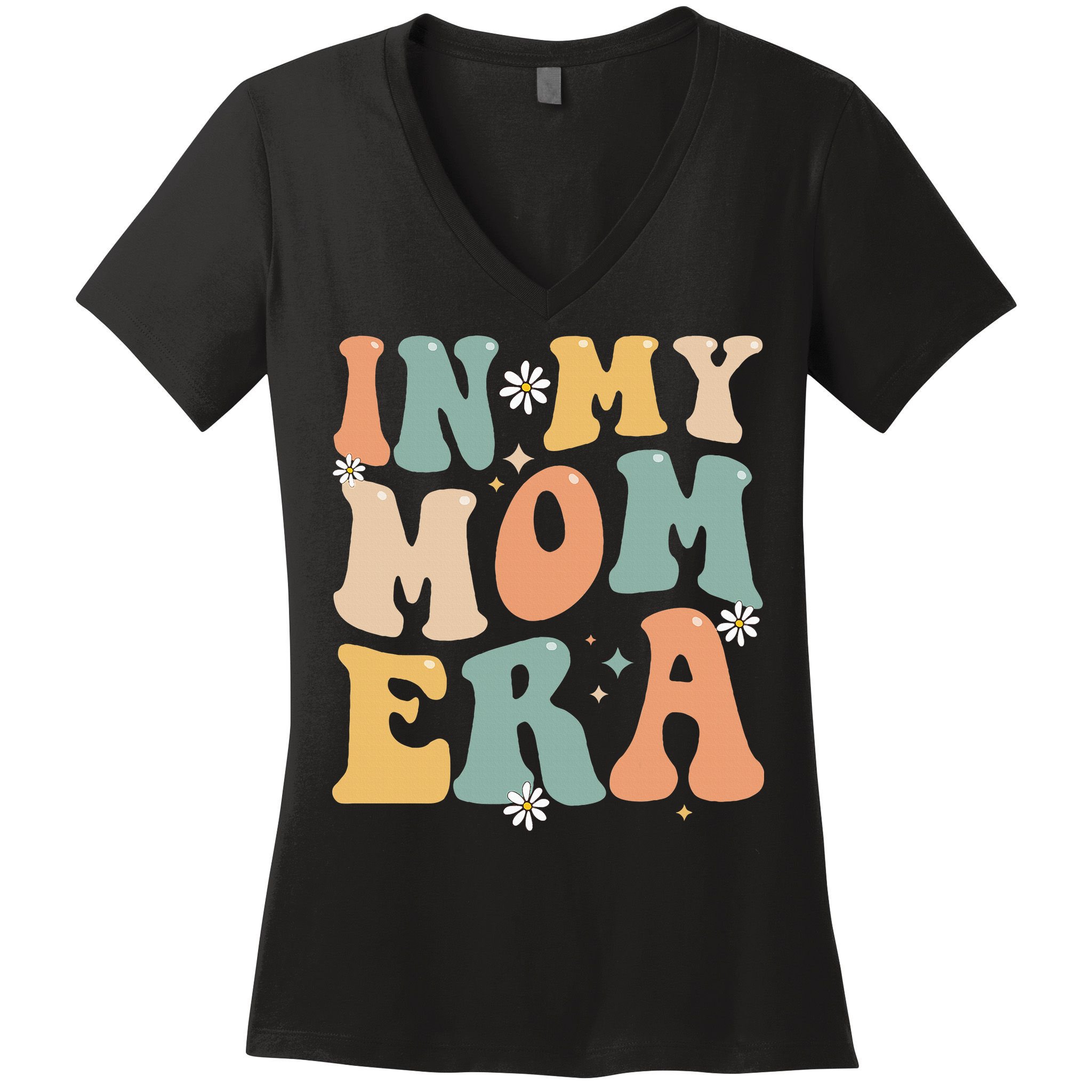 In My Mom Era Lover Groovy Retro Mom Funny Mothers Day Women's V-Neck T-Shirt